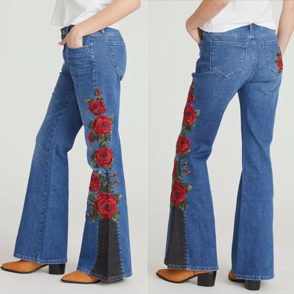 DRIFTWOOD Denim - DRIFTWOOD Farrah Midnight Rose Wide Leg Jeans